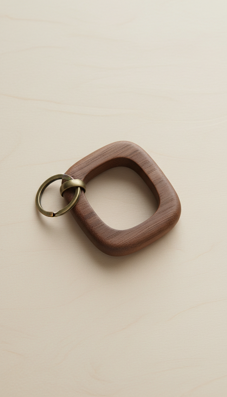 Square wood keychain